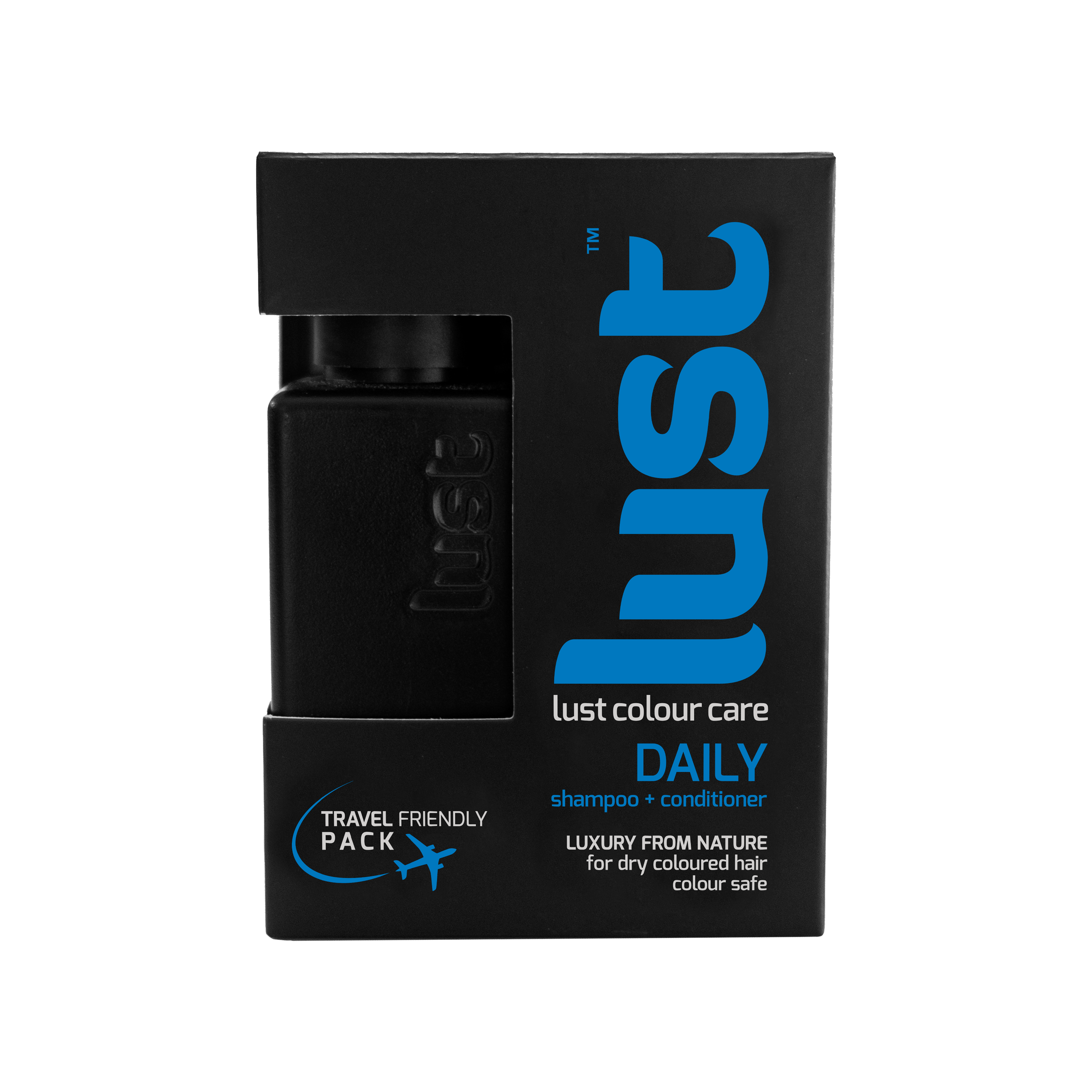 Daily travel shampoo and conditioner set for all hair types by Lust Haircare
