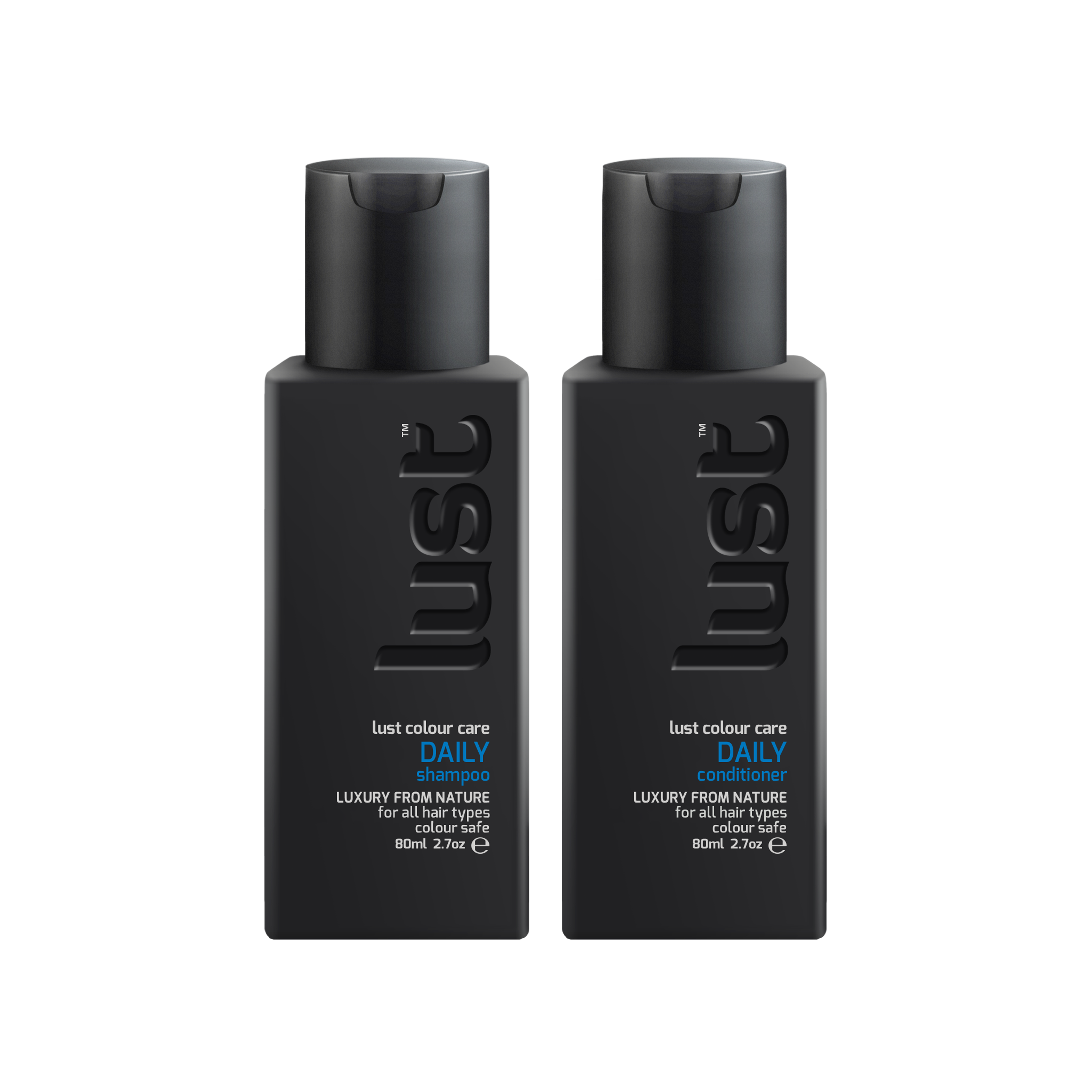 Daily travel shampoo and conditioner set for all hair types by Lust Haircare NZ