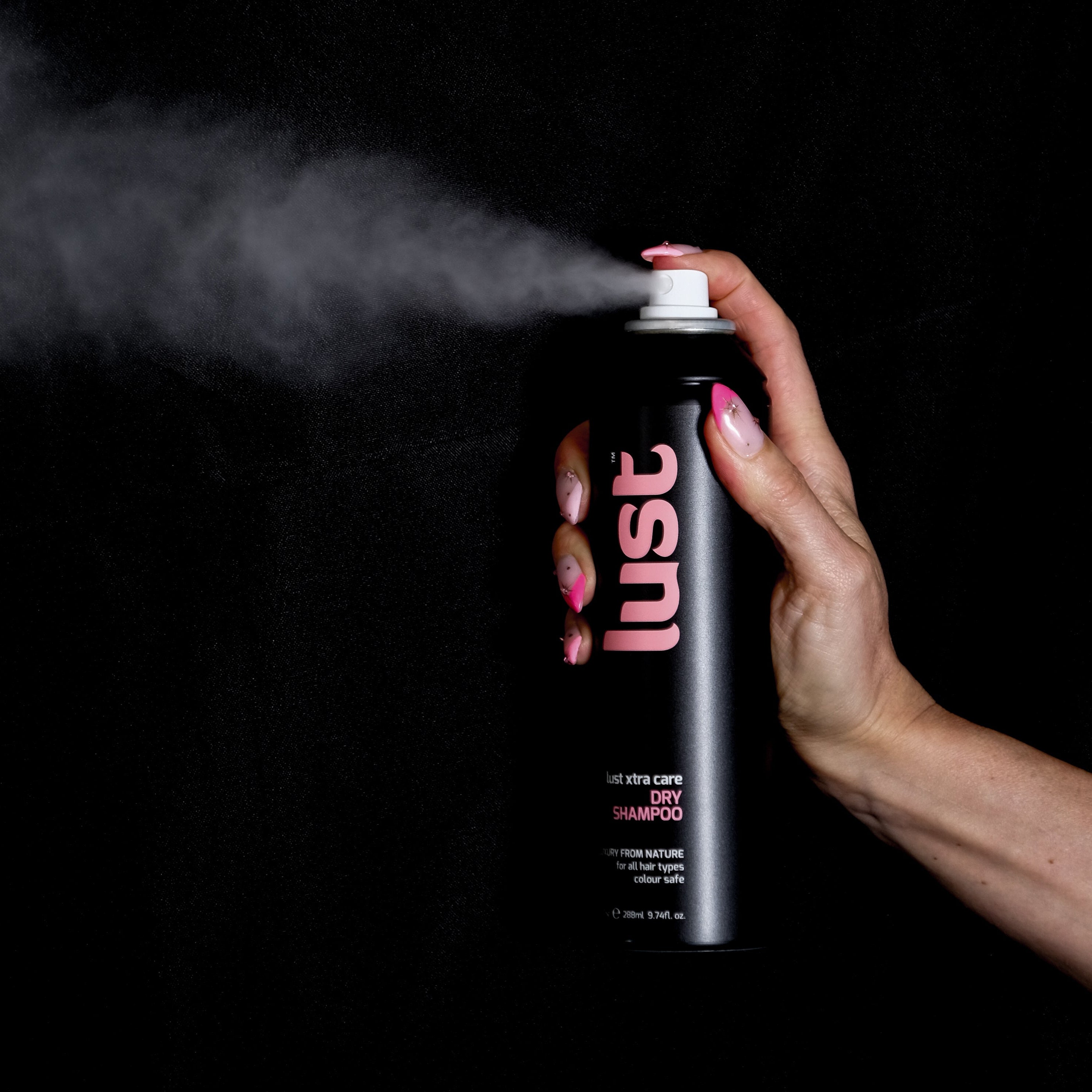 bottle of dry shampoo from lust haircare nz