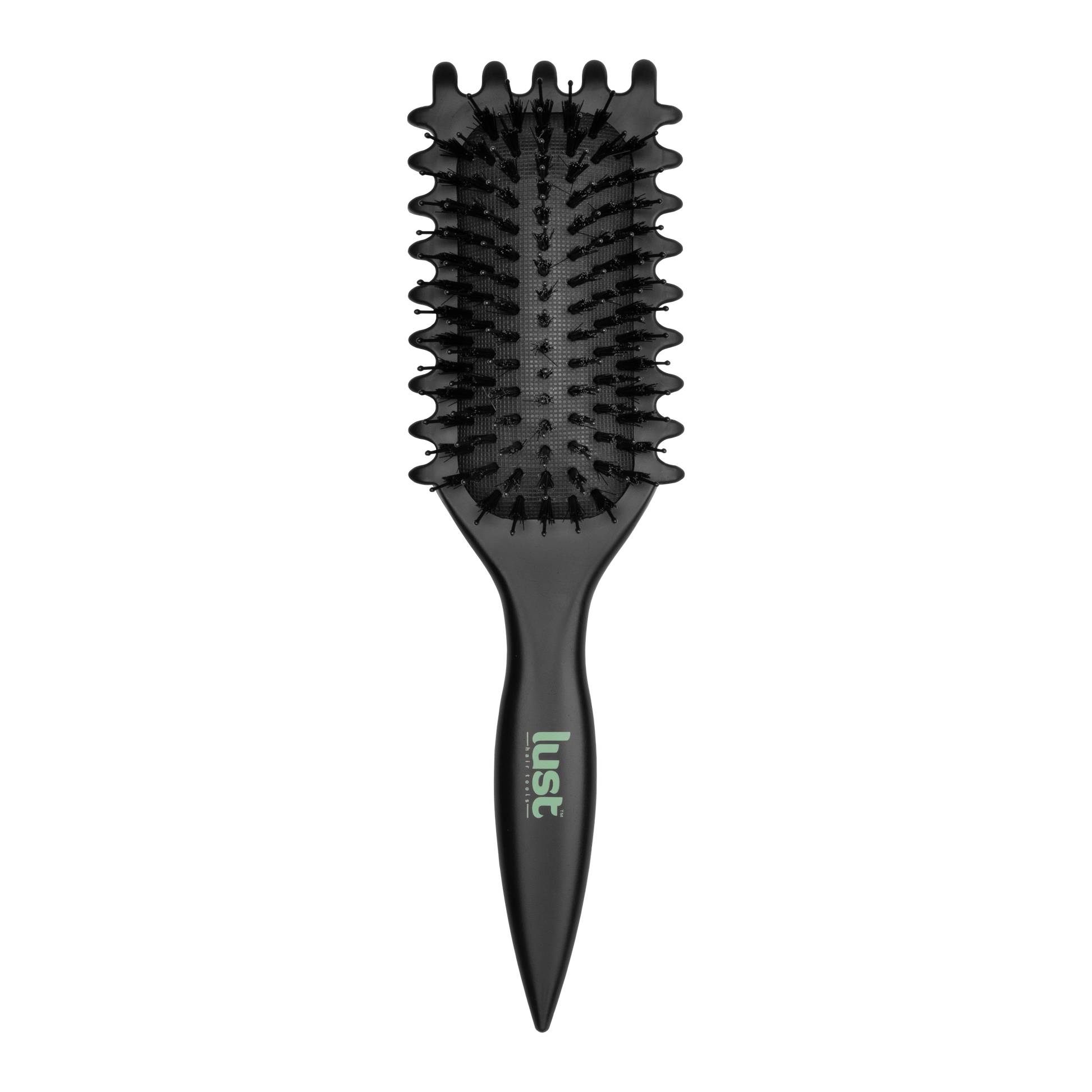 Front of eco-friendly curl defining hairbrush  - hairbrush for curly hair - Lust hair products NZ