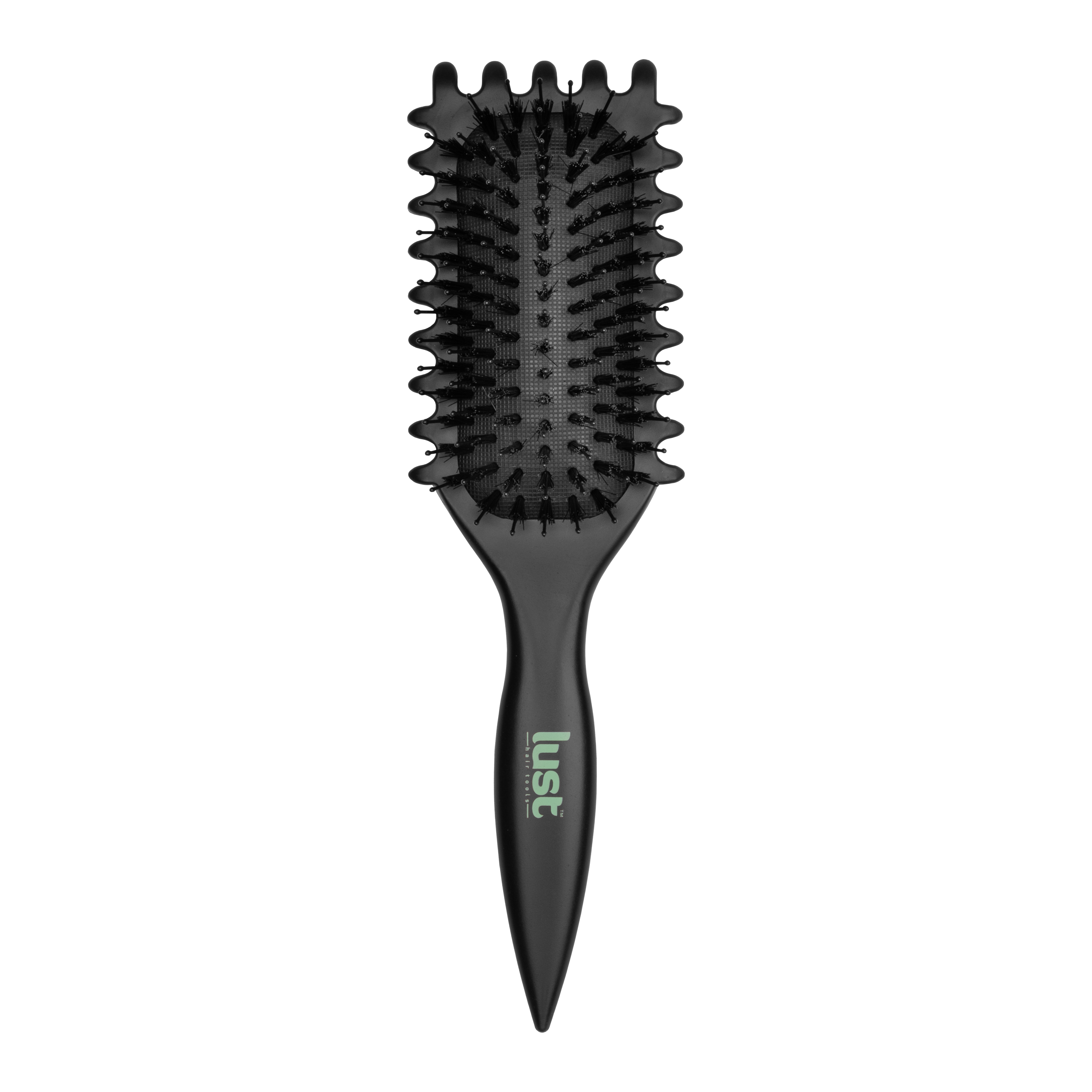 Front of eco-friendly curl defining hairbrush  - hairbrush for curly hair - Lust hair products NZ