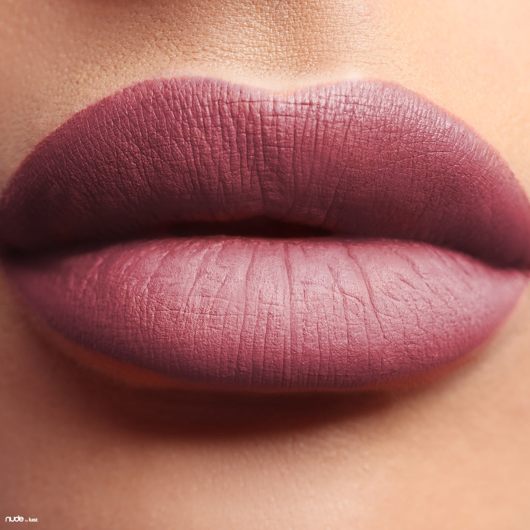 Deep mauve lipstick from Nude by Lust